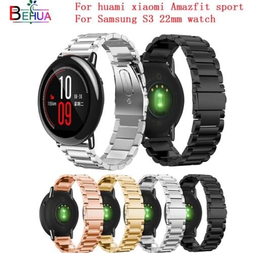 22mm Stainless Steel sport watchband strap For huami xiaomi Amazfit sport Replacement fashion band For Samsung S3 46mm Wristband