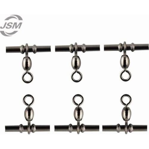 JSM 10pcs Cross Line Crane Fishing Swivel Brass With Black Nickle Fishing Cross-line Crane Swivels Connector Size 1 2 3 1/0 2/0