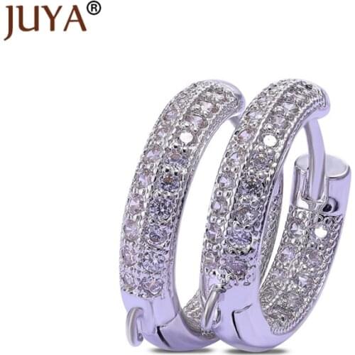 Juya Creative Austrian Crystal Leverback Earwire Hoop Earring Hook Findings DIY Women Jewelry Making Earrings Clasps Hooks