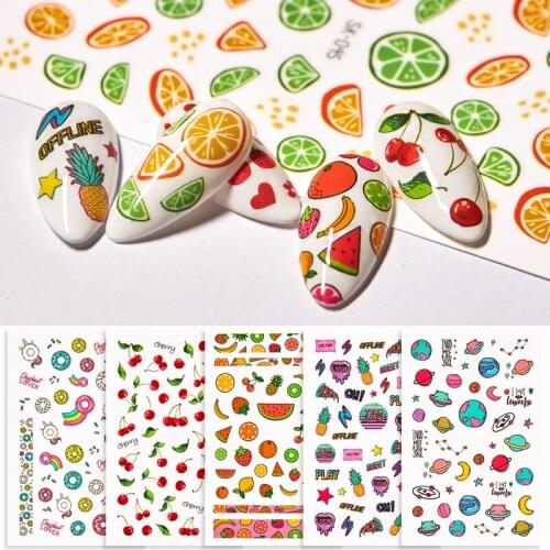 Sweets Ice Cream Summer Nail Sticker Mixed Colorful Fruit Diy Water Decals Nail Art Decorations Manicure Tool