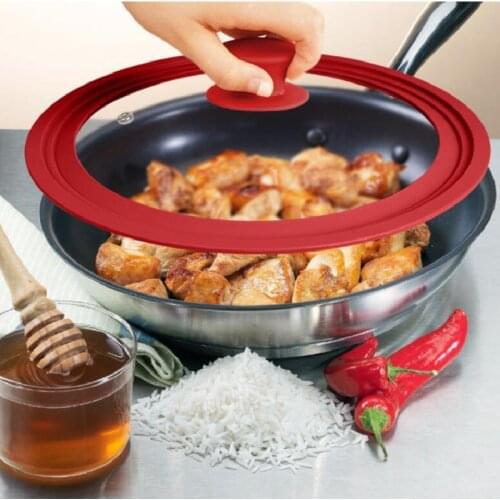 SML Multifunctional Tempered Glass Pot Lid Drop-Proof Explosion-Proof Visualization Silicone Edge Cookware Parts Kitchen Utensil