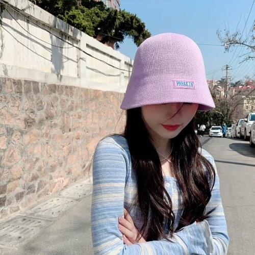 Woven Breathable Fisherman Hat Womens Thin Style Wild Fashion Show Face Small Pot Hat ins Net Red Shade Sunscreen Bucket Hat