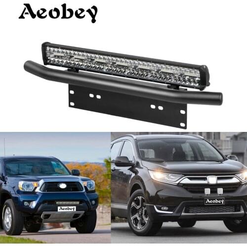 Universal Bull Bar Front Bumper License Plate Log Light Mount Bracket SUV Lamp Holder Off Road LED Light Bar Aluminum