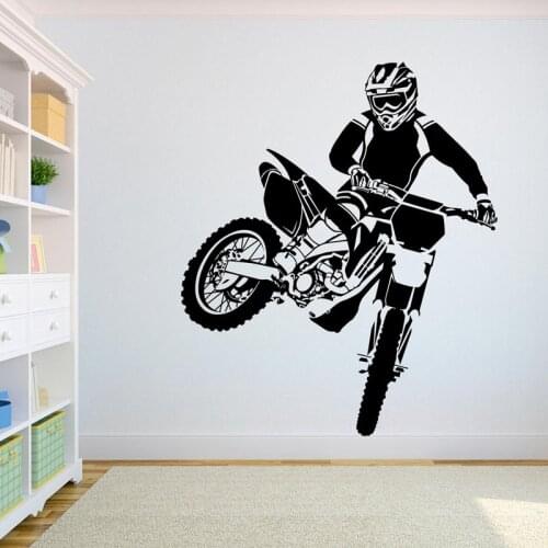 Motocross Wall Decal Motorcycle Vinyl Sticker Dirt Bike Wall Decor Wallpaper GYM Sports Decal E127