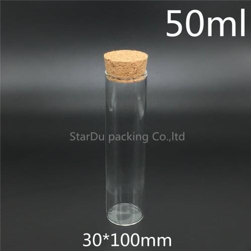 High-quality 30*100mm 50ml Wishing Glass Bottle with Cork ,50cc Glass Vials Display Bottles Wholesale cork bottle 500pcs