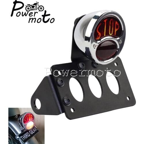 Clignotant Moto 12V Stop Retro License Plate Mount Tail Light Rear Lamp Brake Taillight Side Mount For Harley Chopper Bobber