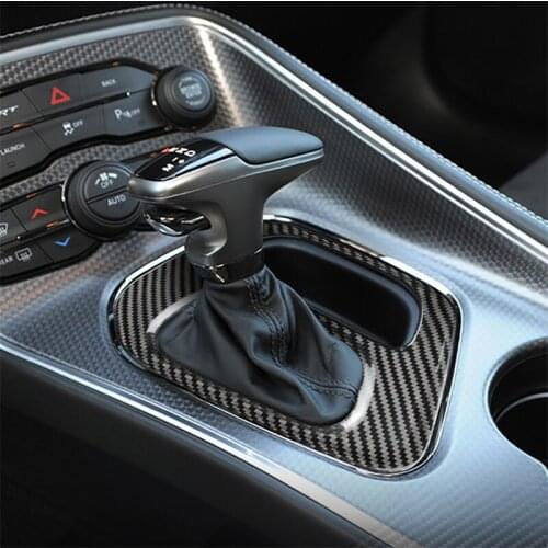 1pcs Real Carbon Fiber Center Gear Shift Panel Cover Trim For Dodge Challenger GT SRT SXT 2015-2020 Car Accessories