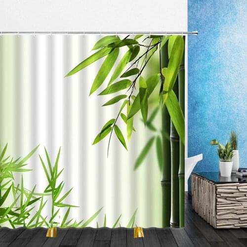 Landscape Shower Curtains Bamboo Green Plants Natural Scenery 3D Print Waterproof Bathroom Home Decor Bathtub Polyester Curtain