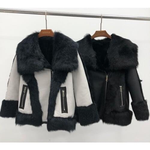 Female Fur Leather Jacket Thick Real Toscana Sheepskin Coat Windproof Aviator Winter Women Jacket
