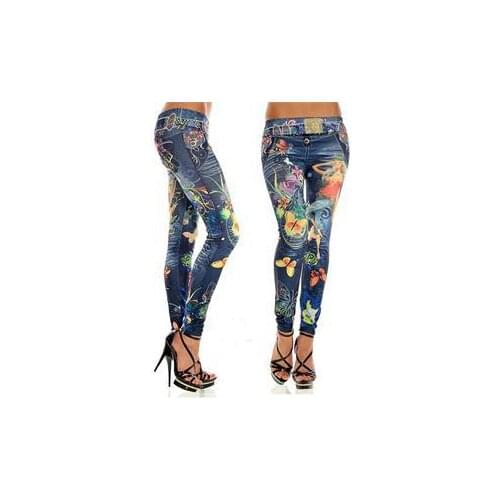1pcs women leggings Imitation cowboy printed leggings Single yard fitness for women sexy ladies butterfly pants