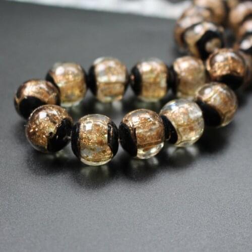 10Pcs/Lot 12mm 14mm Mamade Lampwork Glass beads with gold line painting Clear color for jewelry making
