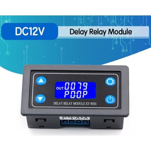 DC12V LED Digital Time Delay Relay Module Programmable Timer Relay Control Switch Timing Trigger Cycle with Case for Indoor