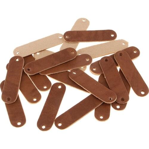 20 Pieces Leather Label Hand Made Labels Tags 12x45mm Leather Labels For Clothes ,jeans,purses,bag,garments Sewing DIY crafts