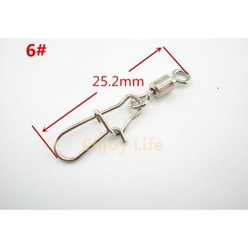 200pcs*6# Fishing Rolling Swivel With Nice Snap Fishing Lure Connector Copper Stainless steel
