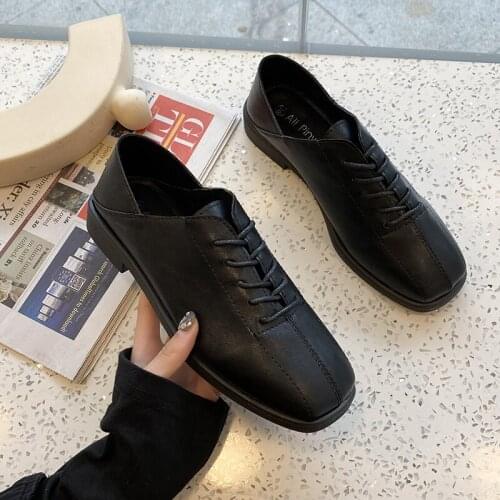 2020 Spring Retro PU Leather Woman Oxford Shoes British Style Vintage Cut-Outs Flat Shoes Casual Oxford Shoes for Women U19-14