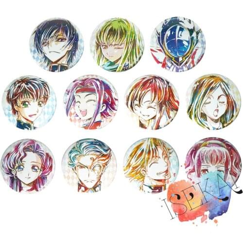 Code Geass Anime Lelouch Zero Suzaku C.C. Kallen Shirley Fenette Euphemia Euphy Jeremiah Gottwald Anya Metal Badge Brooch Pins