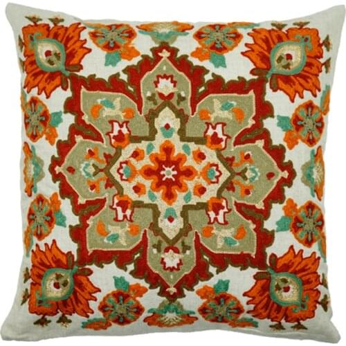 50x50 cm Pillow case cover new arrival woven european floral embroidered with metal yarn cushion cover