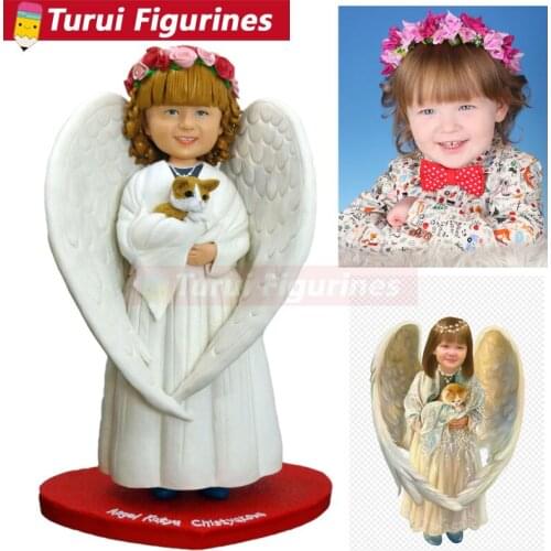 Kids figurine angel wings memorial gift souvenir handmade custom made from your photos mermaid figurine toys home decorations gi