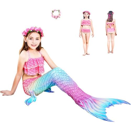 Kids Mermaid Tails Swimwear for Swimming Little Mermaid Girls Swimsuit Bikini Set Bathing Suit Party Halloween Cosplay Costumes