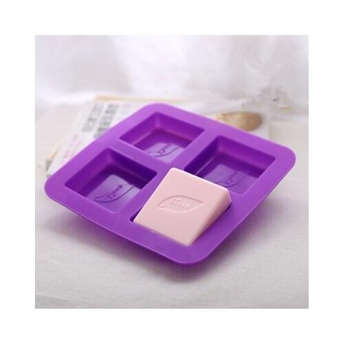 Handmade soap silica gel mould candle soap mould silicone mold for DIY square shape leaf pattern 4 holes