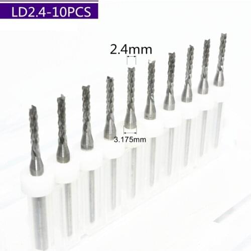 3.175mm*2.4mm-10pcs, PCB Corn Milling Cutter,Solid carbide CNC micro Drill Bit,wood tool,plastic,MDF,wood,pvc,aluminum,copper