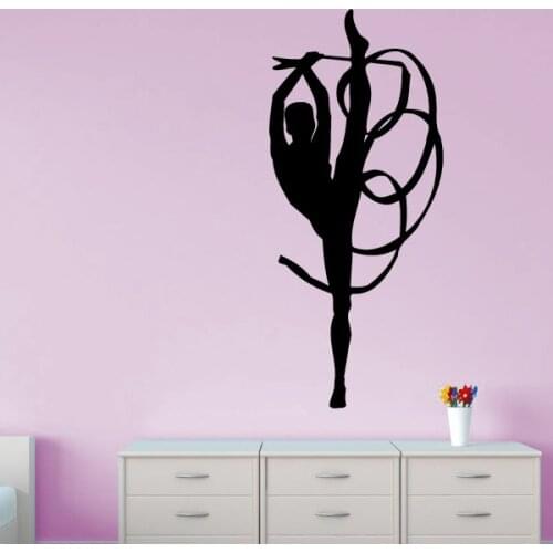Rhythmic Gymnastics (Ribbon) Wall Sticker Vinyl Decals Art Design Sport Wallpaper Removable Home Decor Player Mural ZS95