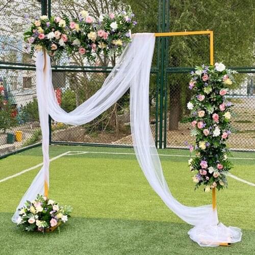 Artificial flowers rack balloon arch Wedding square arch party event props arch metal stand stage backdrop frame decorative