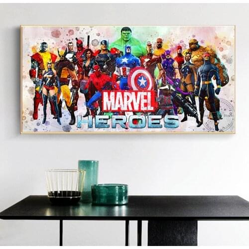 Captain America Watercolor Marvel Canvas Painting Superhero Poster and Prints Wall Art Pictures for Kids Bedroom home Decor