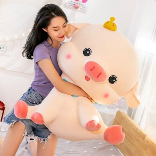 Kawaii Simulation Plush Crown Angel Pig Soft Pillow Stuffed Animals Sofa Decor Cartoon Cute Plush Toys for Children Kids Gift