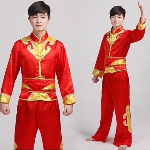 Chinese Drum wear folk dance costumes male fan yangko dance modern dance special stage performance costumes