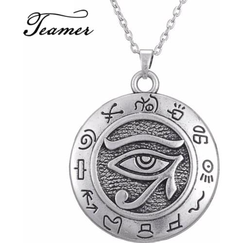 Teamer Round Necklace Fashion Vintage Egypt Eye Of Horus Egyptian Infinity Charms Pendant Necklace Statement Jewelry