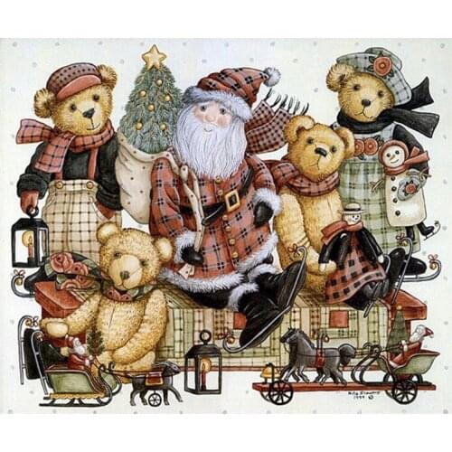 Santa Claus and bear fashion 5D Diamond embroidery scenic cross stitch Rubiks cube diamond painting diy Christmas gift