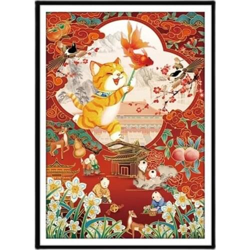 Needlework,Printed Cross stitch,Sets For Embroidery kit Cross-Stitching Silk Or Cotton Threads Cat