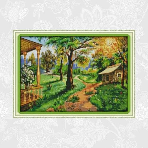 Rural Scenery Cross Stitch Kits 14CT Counted Canvas 11CT Printed Fabric Stitching Embroidery DIY Handmade Needlework Crafts