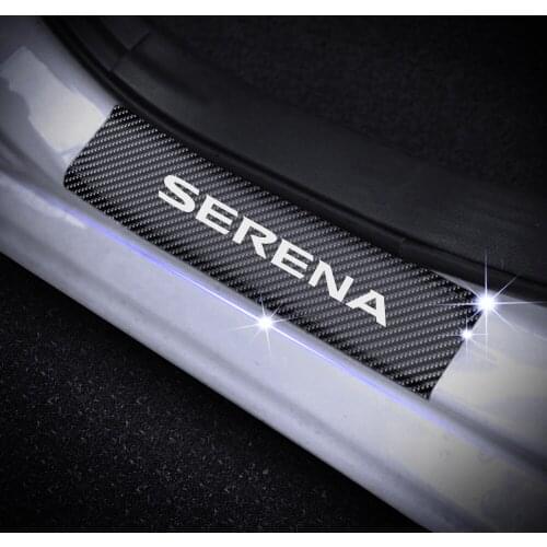 Car Door Sill Scuff Plate For Nissan Serena 4D Carbon Fiber Sticker Welcome Pedal Threshold Auto Accessories 4Pcs/set