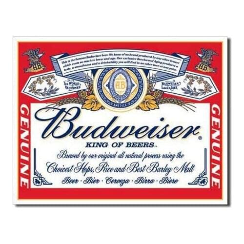 Wallors Metal Signs Vintage Decorative Plaques Poster Budweiser Label Tin Sign 12 x 8 for Cafe Room Home Outdoor Man Cave
