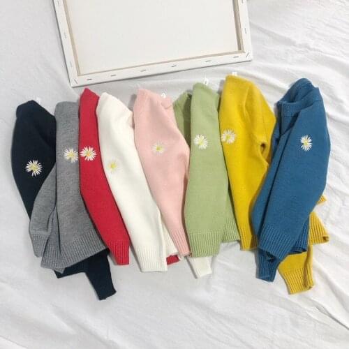 Autumn/Winter Childrens Sweater Little Daisy Boys and Girls Knitted Turtleneck Crew Neck Sweater Korean Childrens Sweater