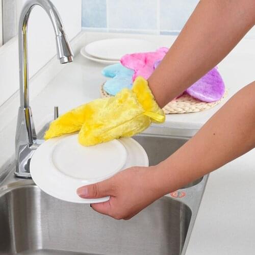 Clearance Sale Waterproof Oil Dishwashing Gloves Magic Decontamination Natural Wood Fiber Clean Wash Dishes Gloves for Kitchen