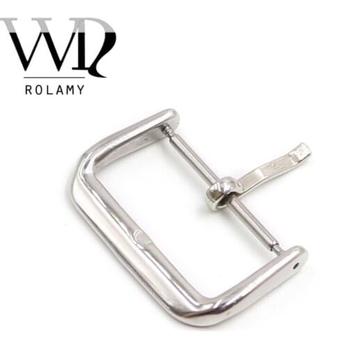 Rolamy 14 16 18 20 22mm Replacement 2mm Tongue Silver Black Rose Gold polished Stainless Steel Pin Buckle For Watchband Strap
