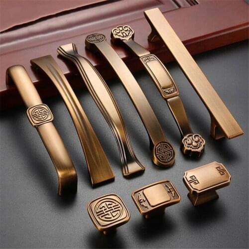 Solid Zinc Alloy Cabinet Door Handle Antique Bronze Wardrobe Cupboard Hardware Handles Retro Bronze Single Hole Pulls
