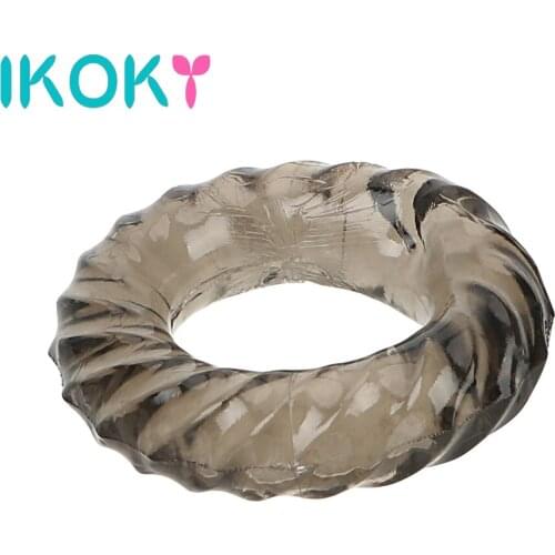 IKOKY Silicone Elastic Penis Ring Delay Ejaculation Sex Toys for Men Male Adult Products Cock Ring Male Longer Lasting