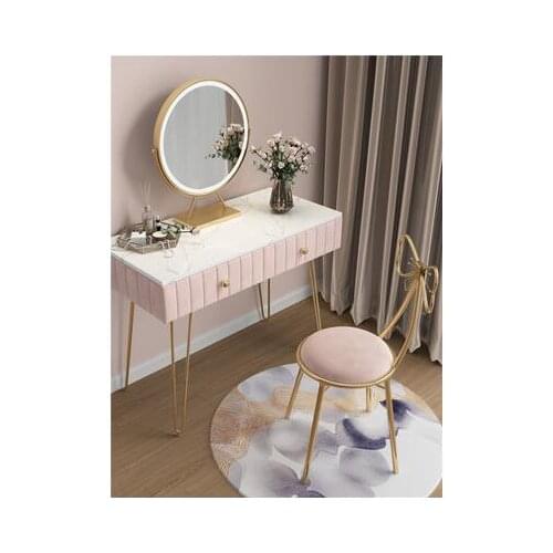 Nordic dressing table bedroom modern simple net red ins style marble dressing table solid wood small unit type make-up table