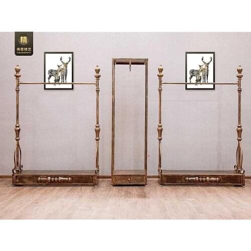 European style Iron Antique clothing rack floor type clothing store hanger display rack hanging rack