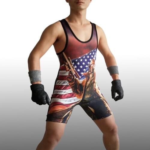 Super Hero Biochemical War Soldier Wrestling Singlet Wear Uniform Weightlifting Outfit