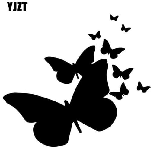 YJZT 16.4CM*14.7CM Butterfly Fashion Car Sticker Bumper Decorate Vinyl Decal Pattern Black/Silver C4-2510