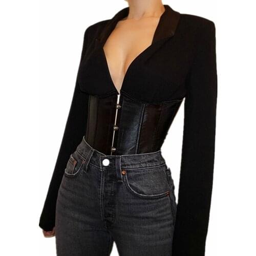 2021 long sleeve V-neck belt band patchwork bandage sexy tops spring women office lady streetwear outfits T-shirts