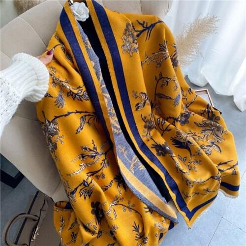 Women Winter Scarf 2021 NewThick Shawl Floral Print Female Warm Blanket Pashmina Cashmere Stoles Lady Large Wrap Echarpe