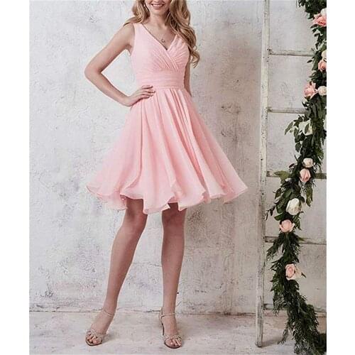 Womens V-Neck Chiffon Bridesmaid Dress Short Prom Evening Party Dress платья для выпускного 2020 vestidos de fiesta платья