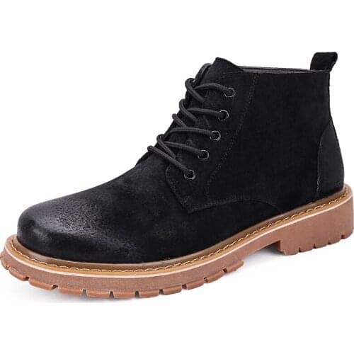 Winter Men Leather Boots Lace Up Men Shoes British Fashion Ankle Tooling Ankle Boots For Men Boots High Top Men Leather Shoes