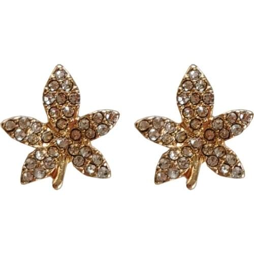 10 pair / lot wholesale fashion jewelry metal rhinestone maple leaf earring for women